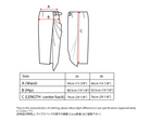 Technical diagram showing two side views of a Maison Lilli Jodie Sparkling Satin Asymmetrical Draped Skirt with labeled measurements for size 36 and 38 in centimeters at the waist and length, and a note on size adjustments.